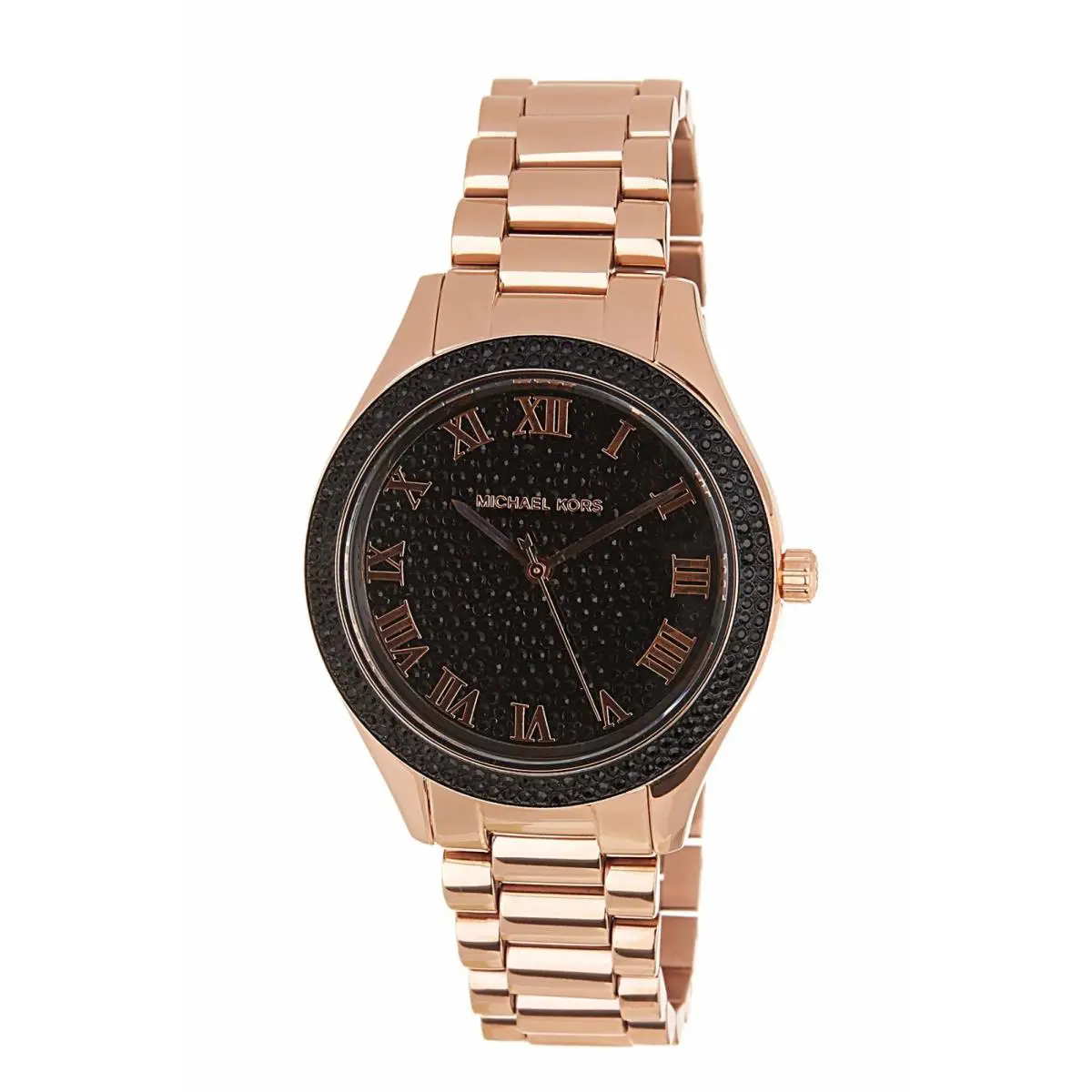 Michael Kors Blake Rose Gold Tone Black Pave Crystals Dial Bracelet WATCH-MK3320 - Dial: Black, Band: Rose Gold