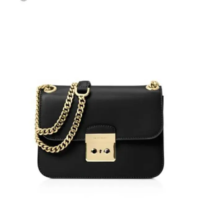 Michael Kors Women`s Crossbody Bag Sloan Editor Medium Chain Shoulder Bag Black