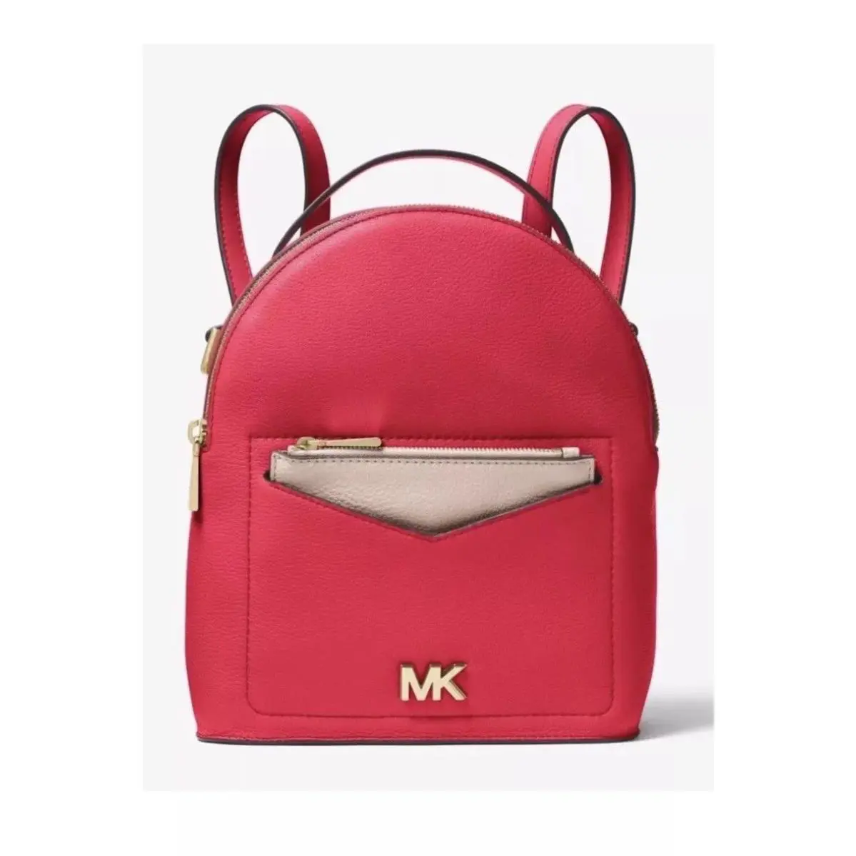 Michael Kors Jessa Leather Convertible Deep Pink Gold Backpack Handbag