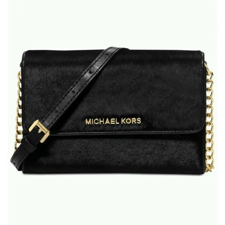 Kors Jet Set French Binding Small Phone Crossbody Black