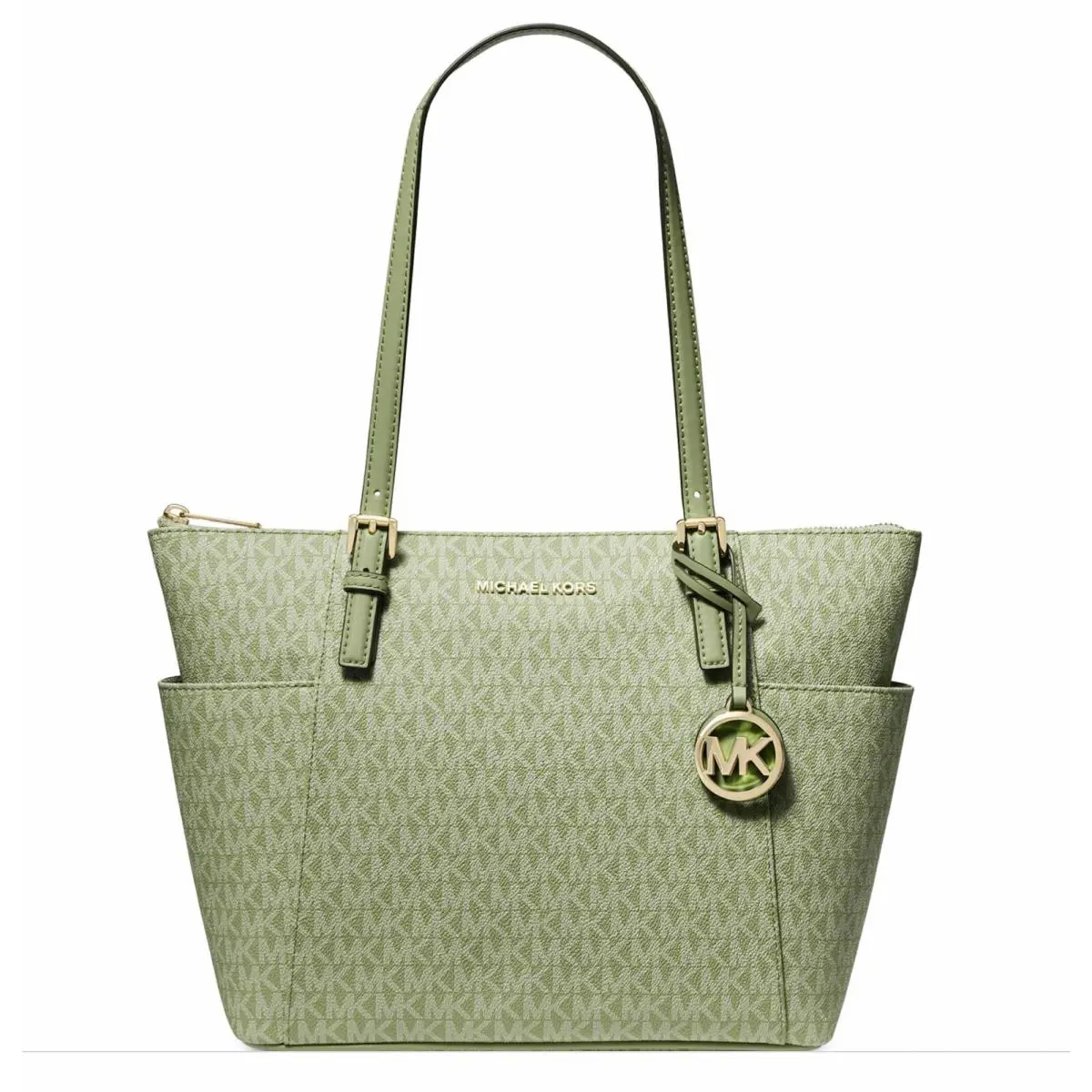 Michael Kors Signature Medium Jet Set East West Top Zip Tote Light Sage