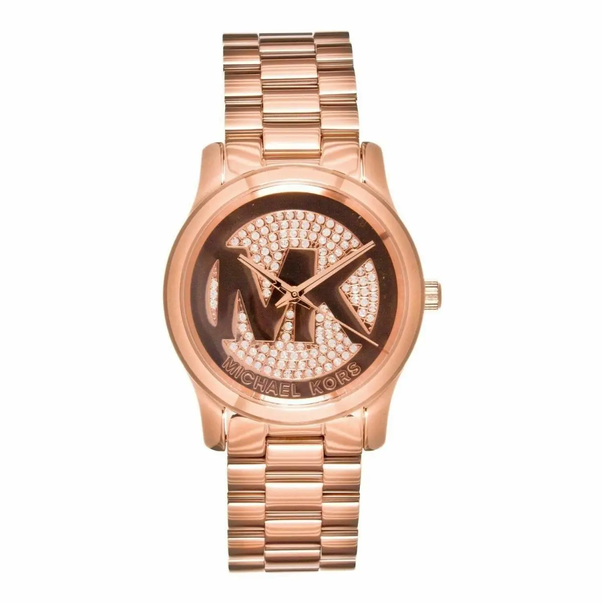 Runway MK5853 Rose Gold MK Logo Crystals Women`s Watch by Michael Kors