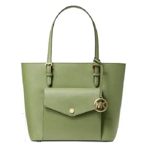 Michael Kors Jet Set Medium Leather Rocket Tote Light Sage/gold