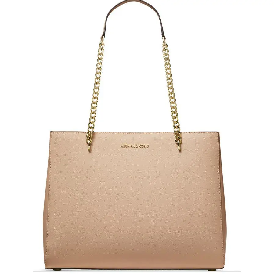 Michael Kors Ellis Shoulder Bag Beechwood Bag Gold Chain Leather Tote