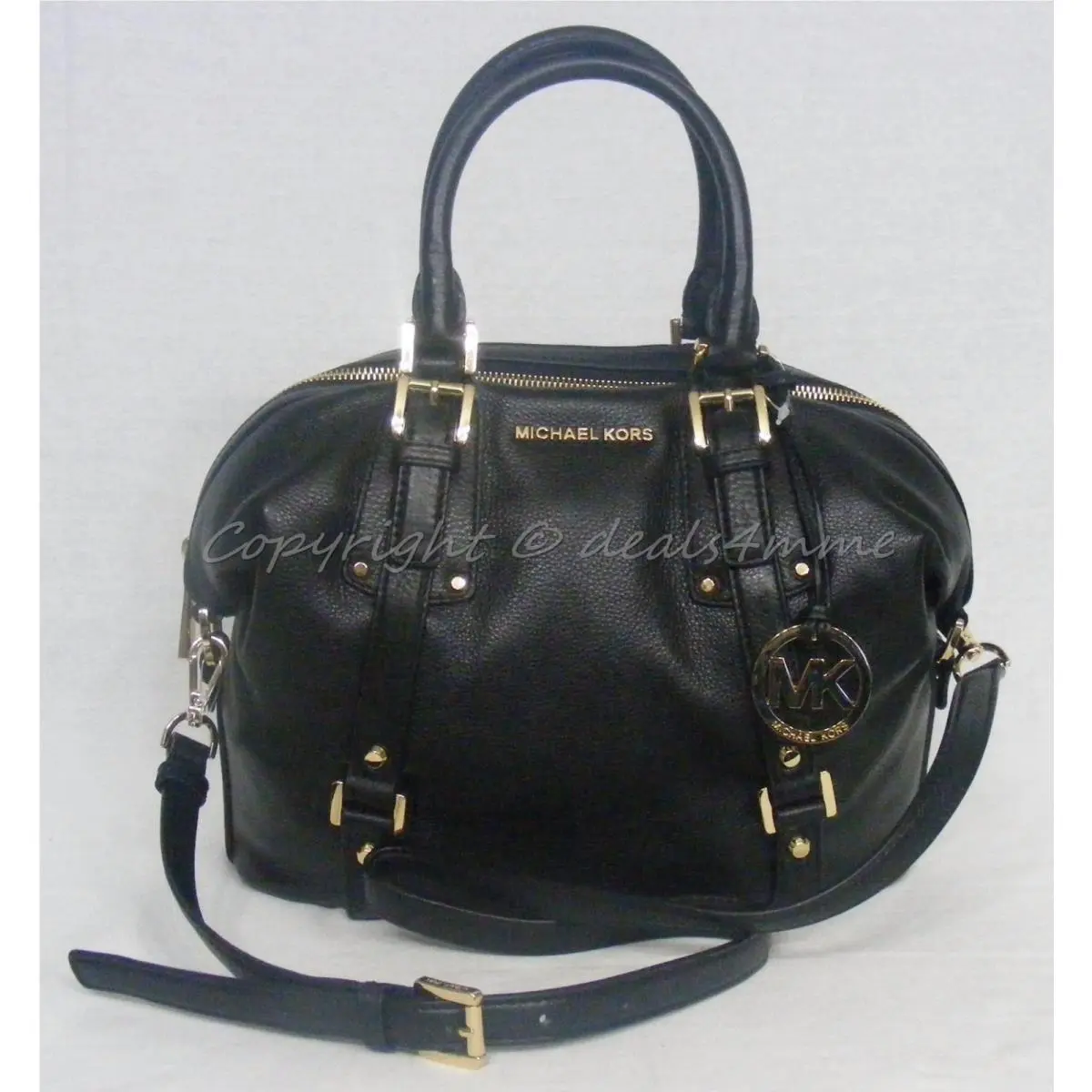 Michael Kors Bedford Belted Medium Leather Satchel/shoulder Bag in Black