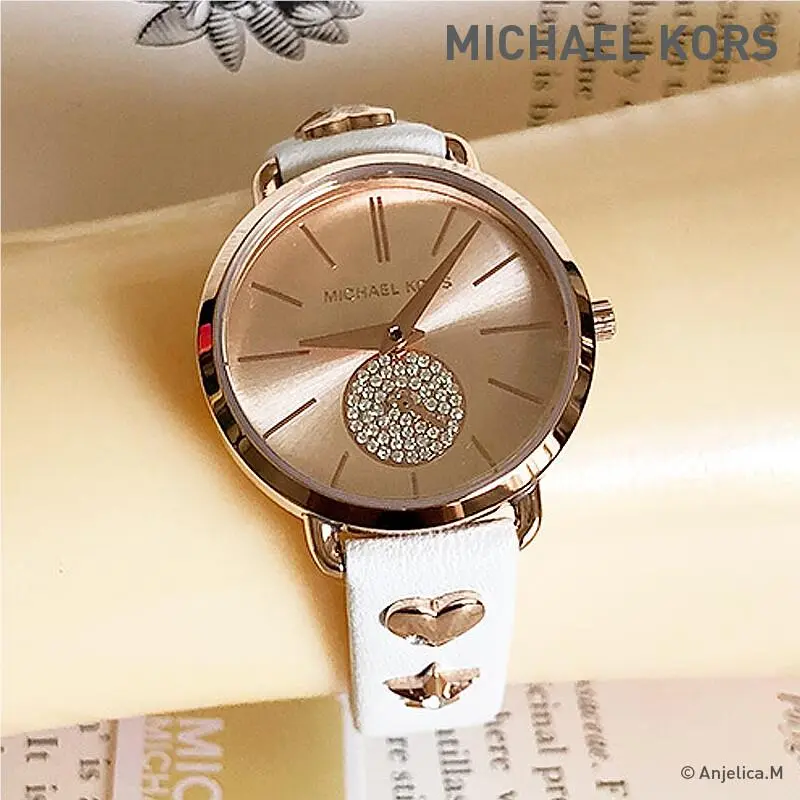Michael Kors Mini Portia Rose Gold Three Hand Leather Watch