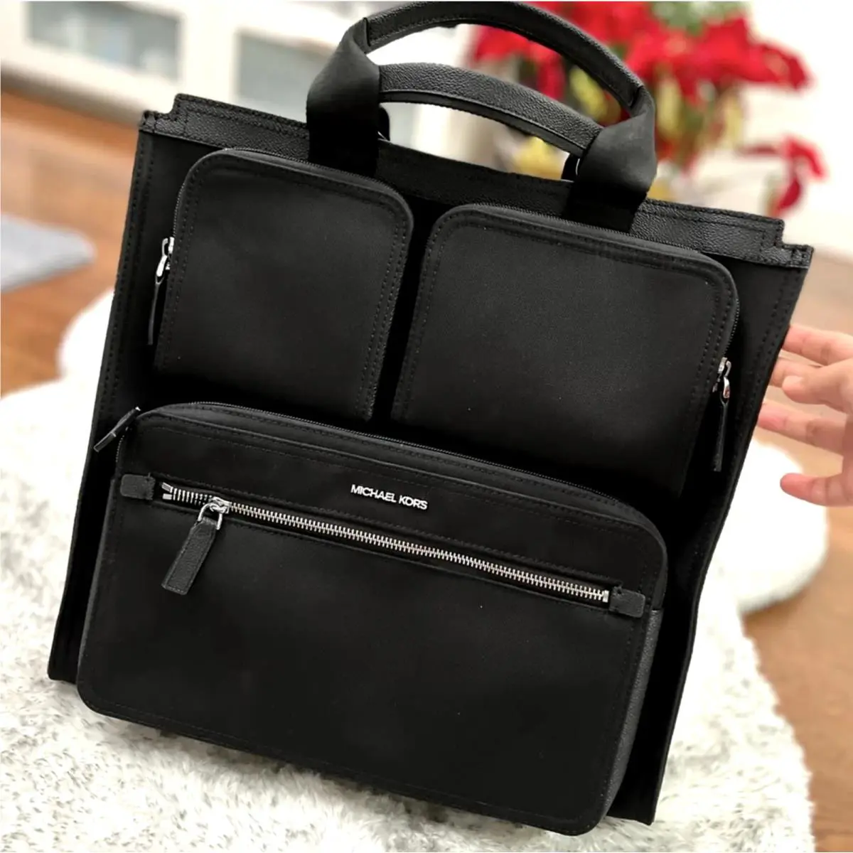 Michael Kors Kent Mens Recycled Nylon Tote Bag IN Black