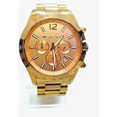 Michael Kors Layton Rose Gold Tone Chronograph Large Bracelet Watch MK8207 - Dial: Pink, Rose Gold, Band: Rose Gold, Pink