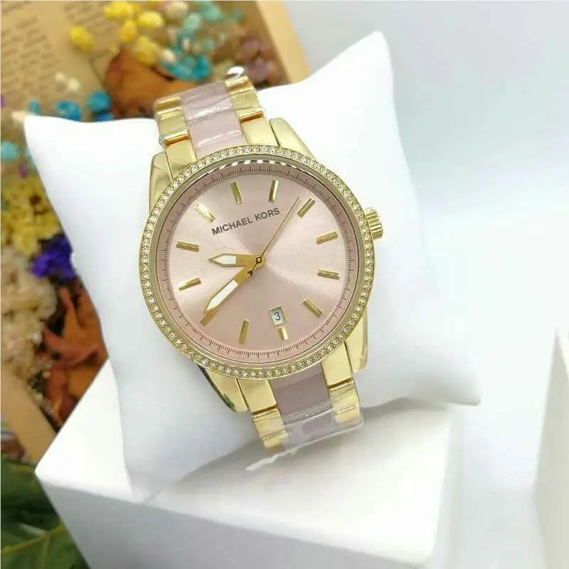 Michael Kors MK6461 Ritz Pink Dial Gold Tone Stainless Steel Women`s Watch