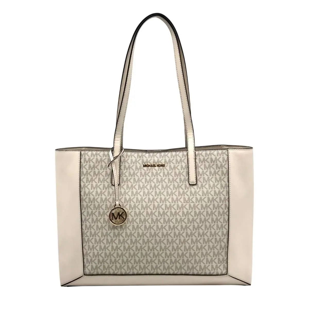 Michael Kors Vanilla Cream Coated Canvas Sallie East West Large Tote Bag