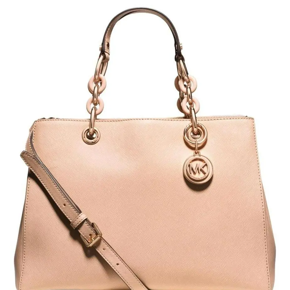 Michael Kors Medium Cynthia Rose Gold Blush Saffiano Leather Satchel Bag