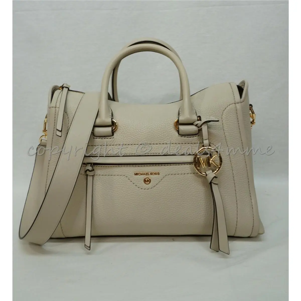 Michael Kors 30S0GCCS2L Carine Medium Leather Satchel/shoulder Bag in Light Sand