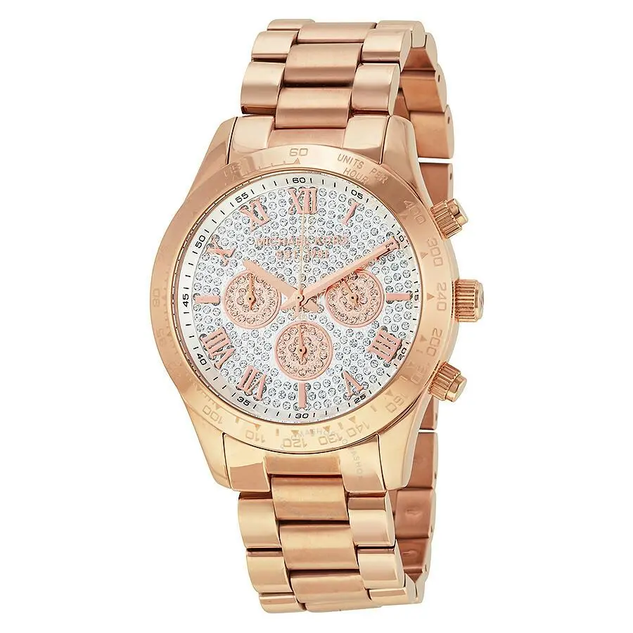 MK5946 Women`s Layton Rose Gold-tone 43MM Pave Dial Watch by Michael Kors