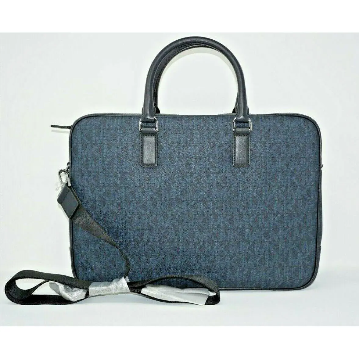 Michael Kors Men s Jet Set Signature Logo Baltic Blue Large Briefcase Bag