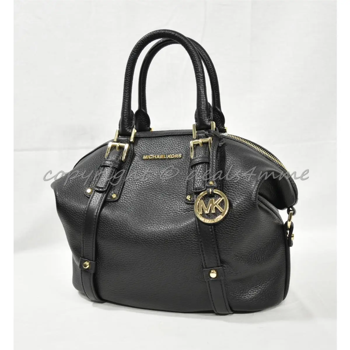 Michael Kors Bedford Belted Medium Leather Satchel/shoulder Bag in Black