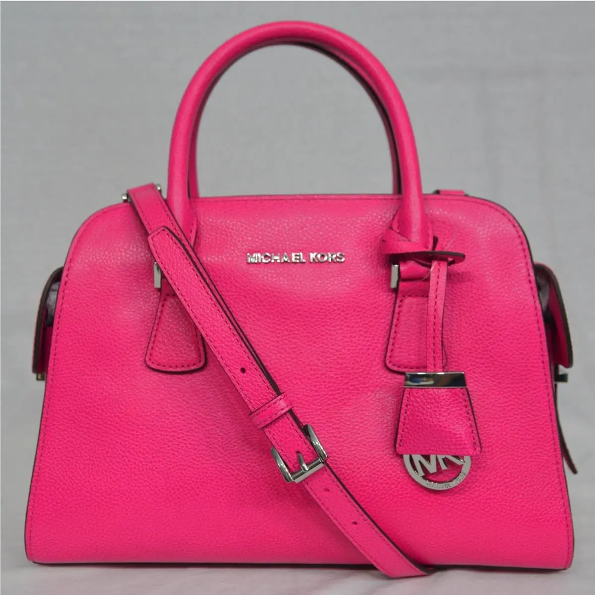 Kors Harper Medium Satchel Bag in Leather - Raspberry Pink