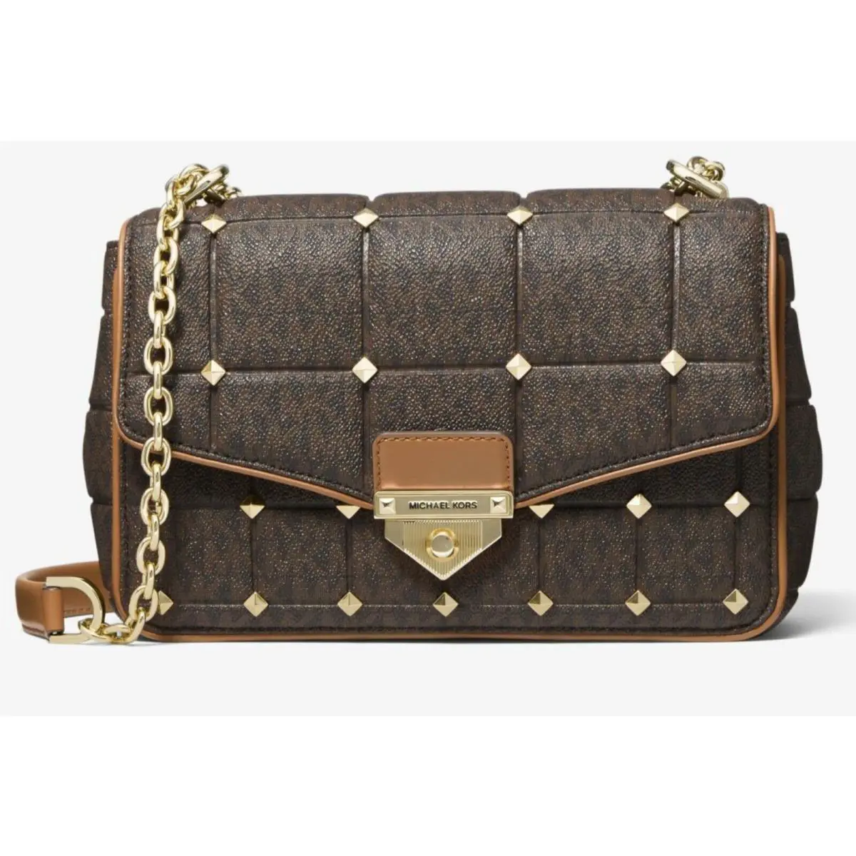 Kors Soho Large Studded Quilted Signature Logo Shoulder Bag