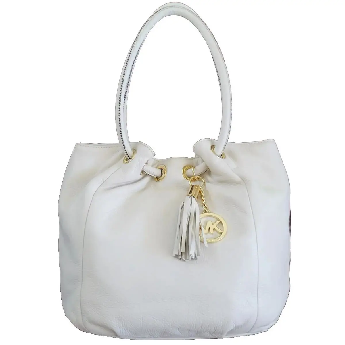 Michael Kors Ring Tote Vanilla Venus Leather Tassle Medum Shoulder Bag