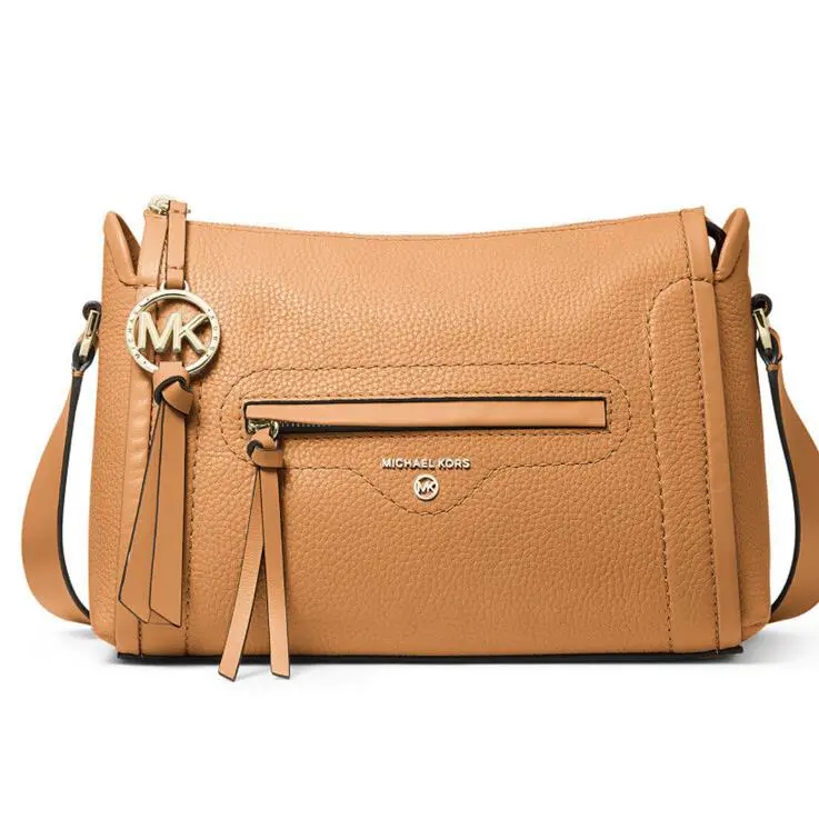 Michael Kors Small Crossbody Luxe Leather Cider Gold Bag Zip Messenger