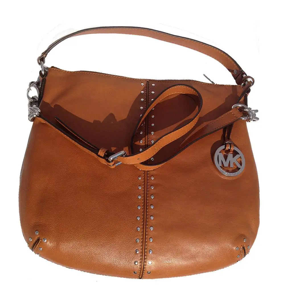 Michael Kors Astor Luggage Leather+silver Chain Crossbody Shoulder Hand Bag