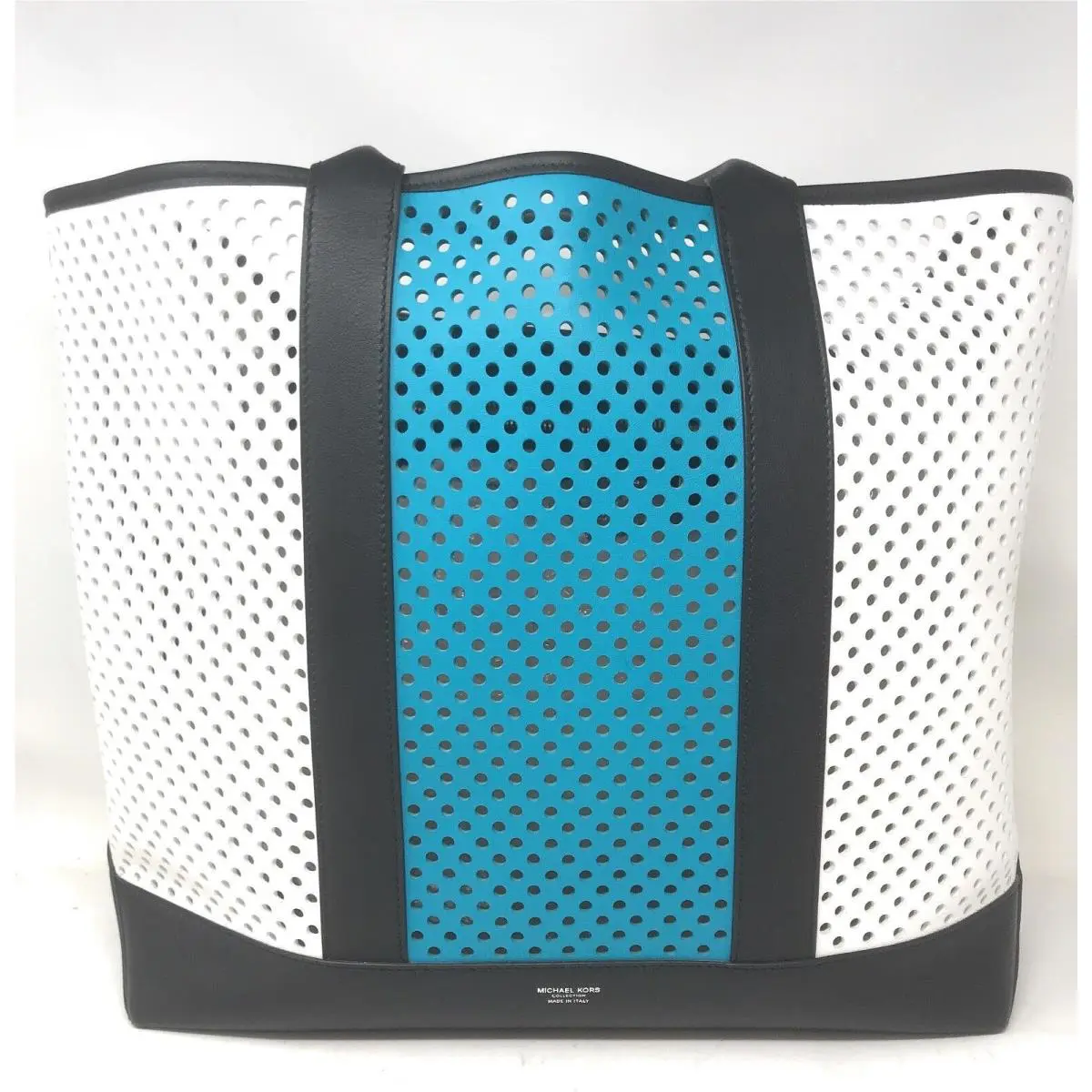Michael Kors Oversized Turquoise Color-block Perforated Leather Tote Nos