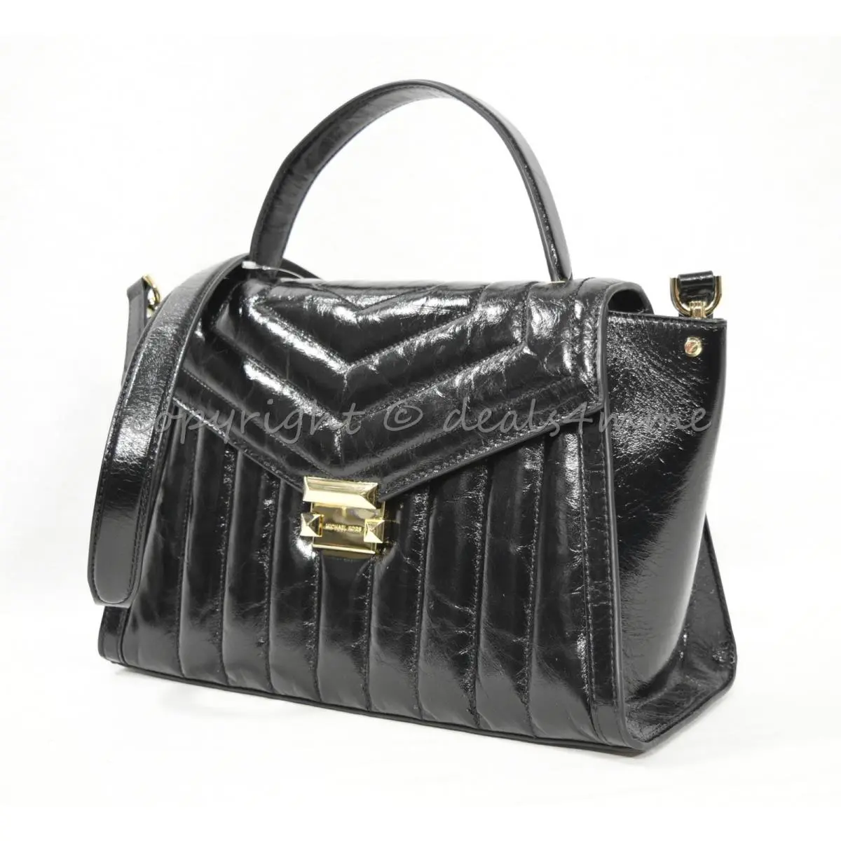 Michael Kors Whitney Quilted Leather Large Top Handle Satchel/shoulder Bag Black