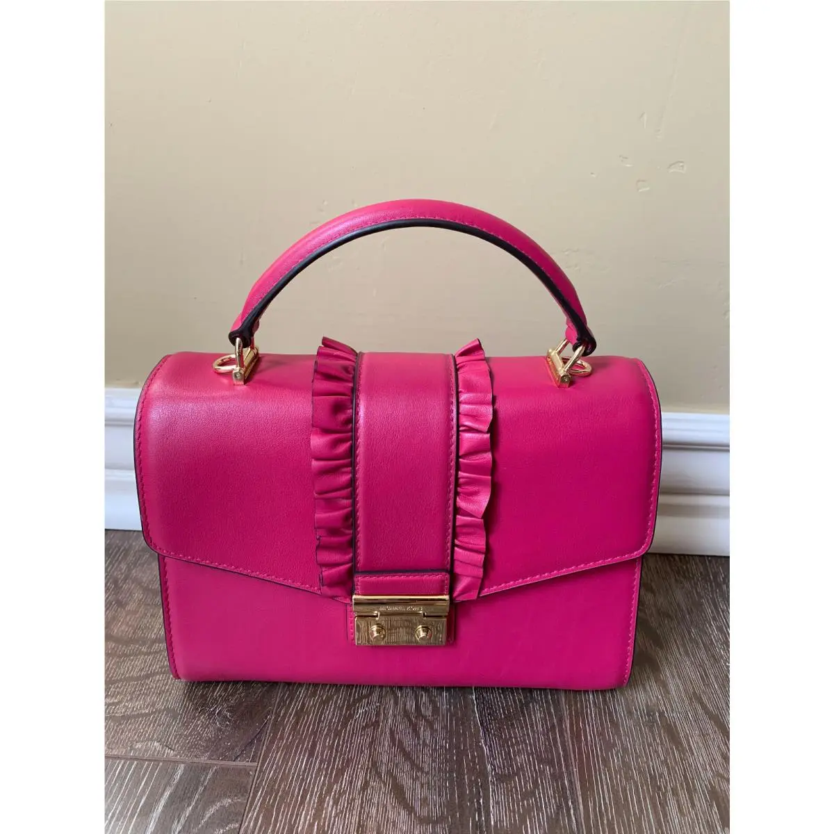 Kors Sloan Medium Top Handle Leather Satchel Ultra Pink