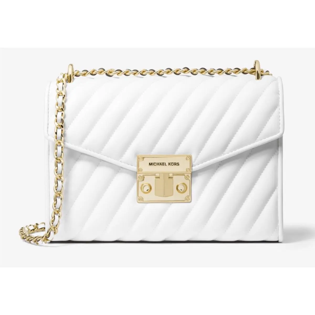 Michael Kors Rose Medium Quilted Shoulderbag Optic White