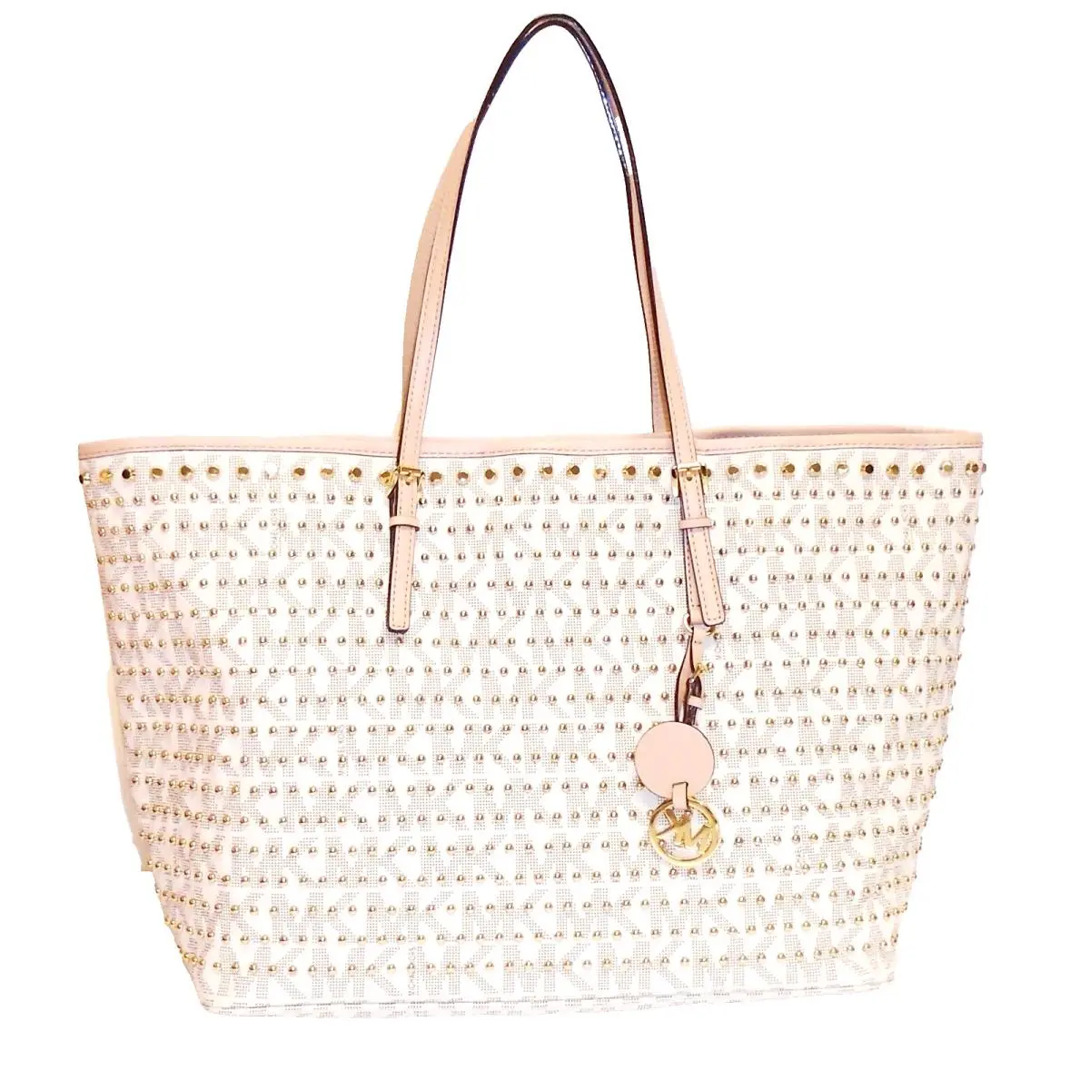 Jet Set Travel Studded Vanilla Pvc Gold Buckle Tote Handbag MSP$598 by Michael Kors
