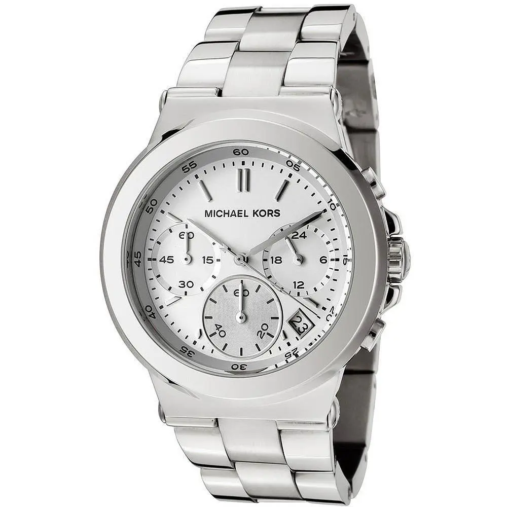 Michael Kors Silver Tone Chronograph Stainless Steel Bracelet Watch MK5221