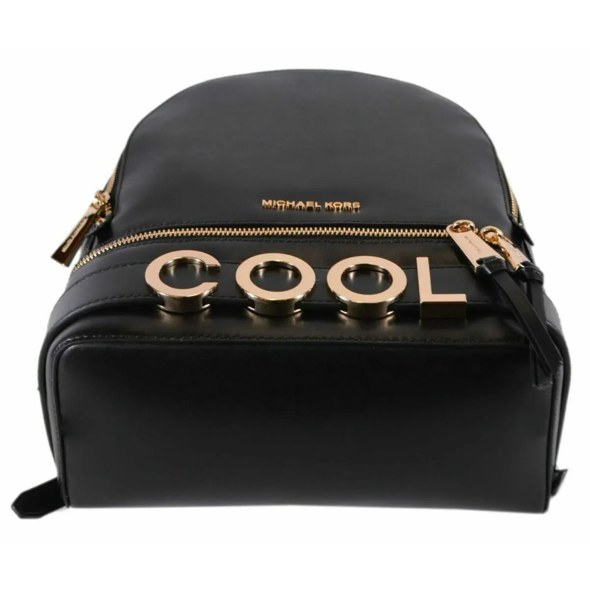 Michael Kors Rhea Zip Black Leather Medium Backpack Rare Unique Cool