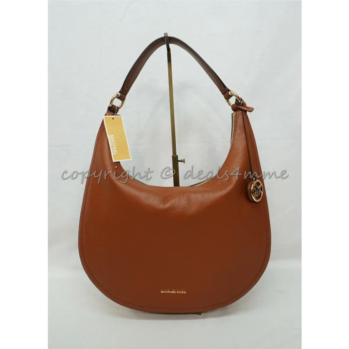 Michael Kors 38T1GL0H7L Lydia Large Leather Hobo / Shoulder Bag in Luggage Brown