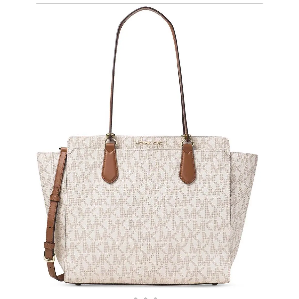 Michael Kors Dee Dee Large Signature Convertible Tote Vanilla Bag Mono MK