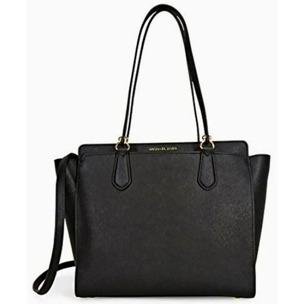 Mchael Kors Dee Dee Black Saffiano Leather Gold Convertible Tote Bag