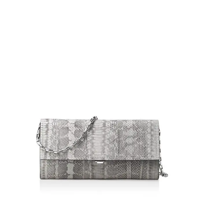 Yasmeen Grey Snakeskin Leather Clutch 31T6PYVC3Z RV$850 by Michael Kors