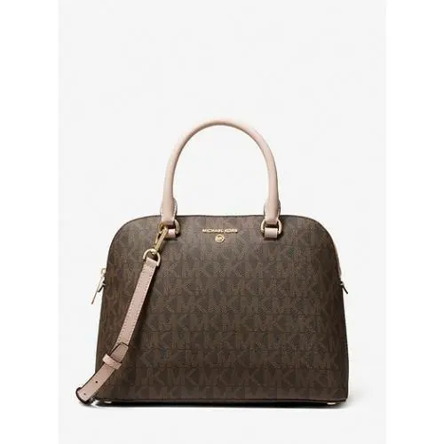 Michael Kors Cindy Large Dome Satchel Brown/soft Pink