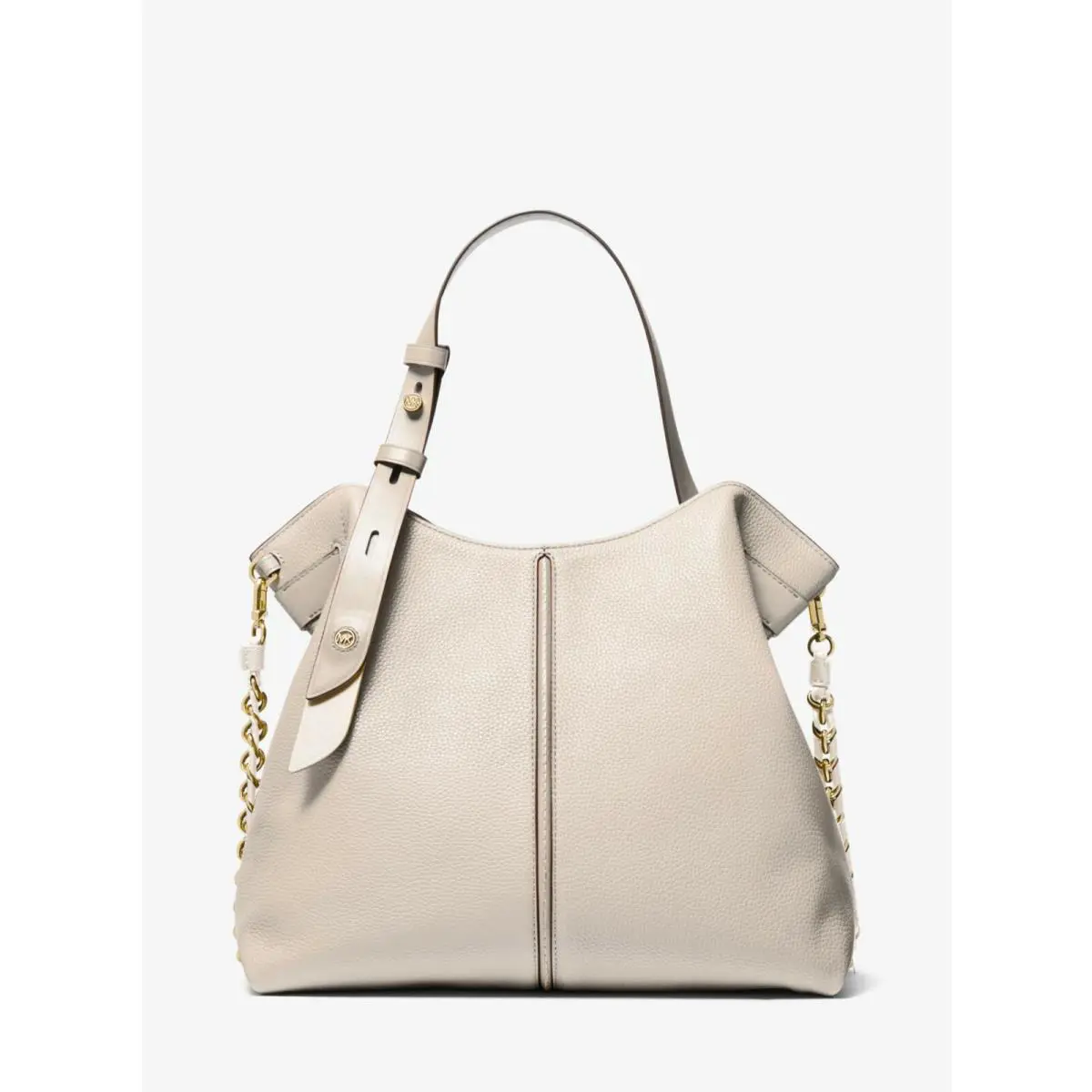Michael Kors Downtown Astor Large Shoulder Bag Chain Cream/tan Multi Cha