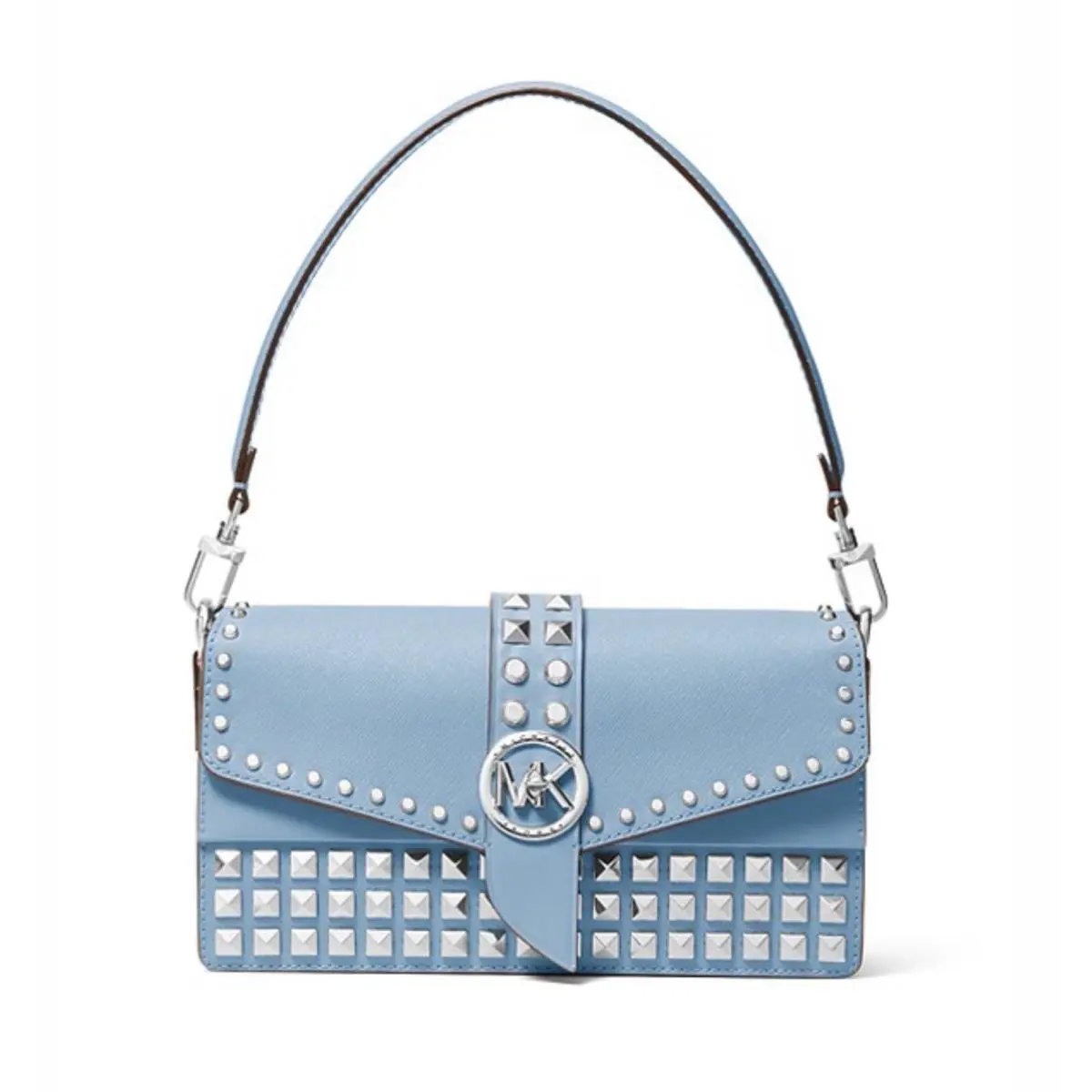 Michael Kors Greenwich Medium Studded Logo Shoulder Bag Chambray