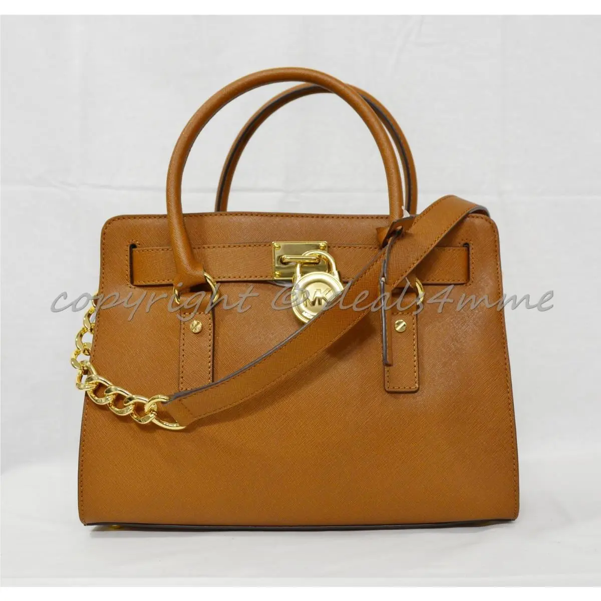 Michael Kors East West Hamilton Saffiano Leather Satchel Bag Luggage Brown