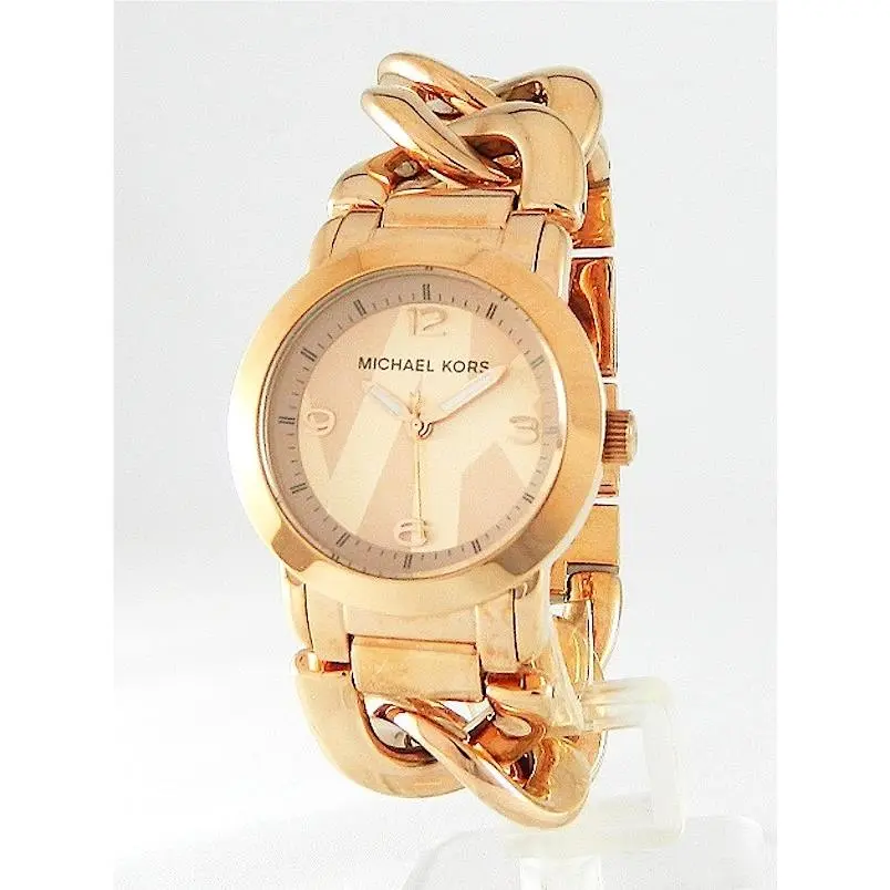 New-michael Kors Runway Twist Rose Gold Tone Chain Round Dial Watch MK3238+BOX by Michael Kors