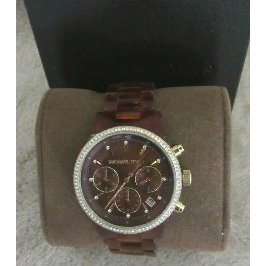 Michael Kors MK6279 Ritz Brown Dial Chronograph Tortoise Acetate Ladies Watch