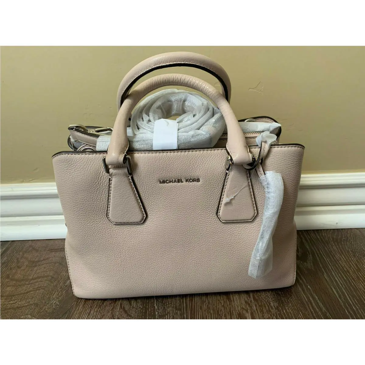 Kors Camille Medium Pebbled Leather Satchel Handbag Ballet