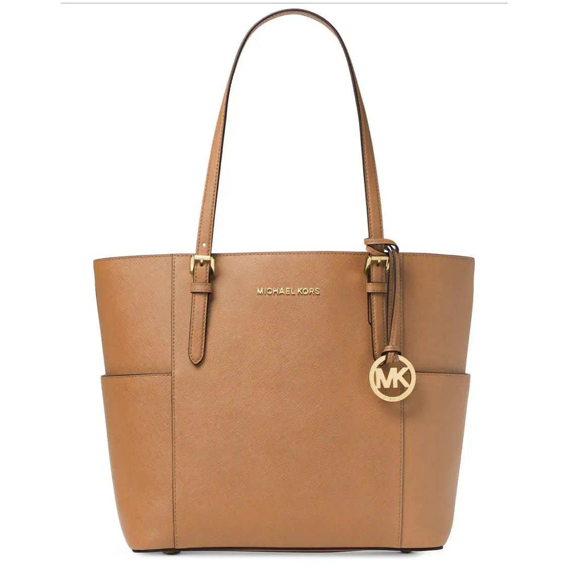 Michael Kors Jet Set Travel Large Tote Bag Saffiano Leather Acorn Gold Tone