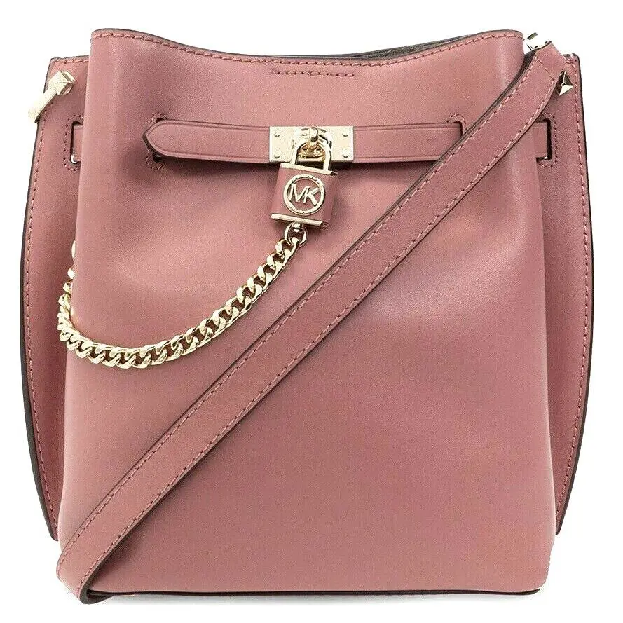 Michael Kors Hamilton Legacy Rose Pink Leather MD Messenger Crossbody Bag