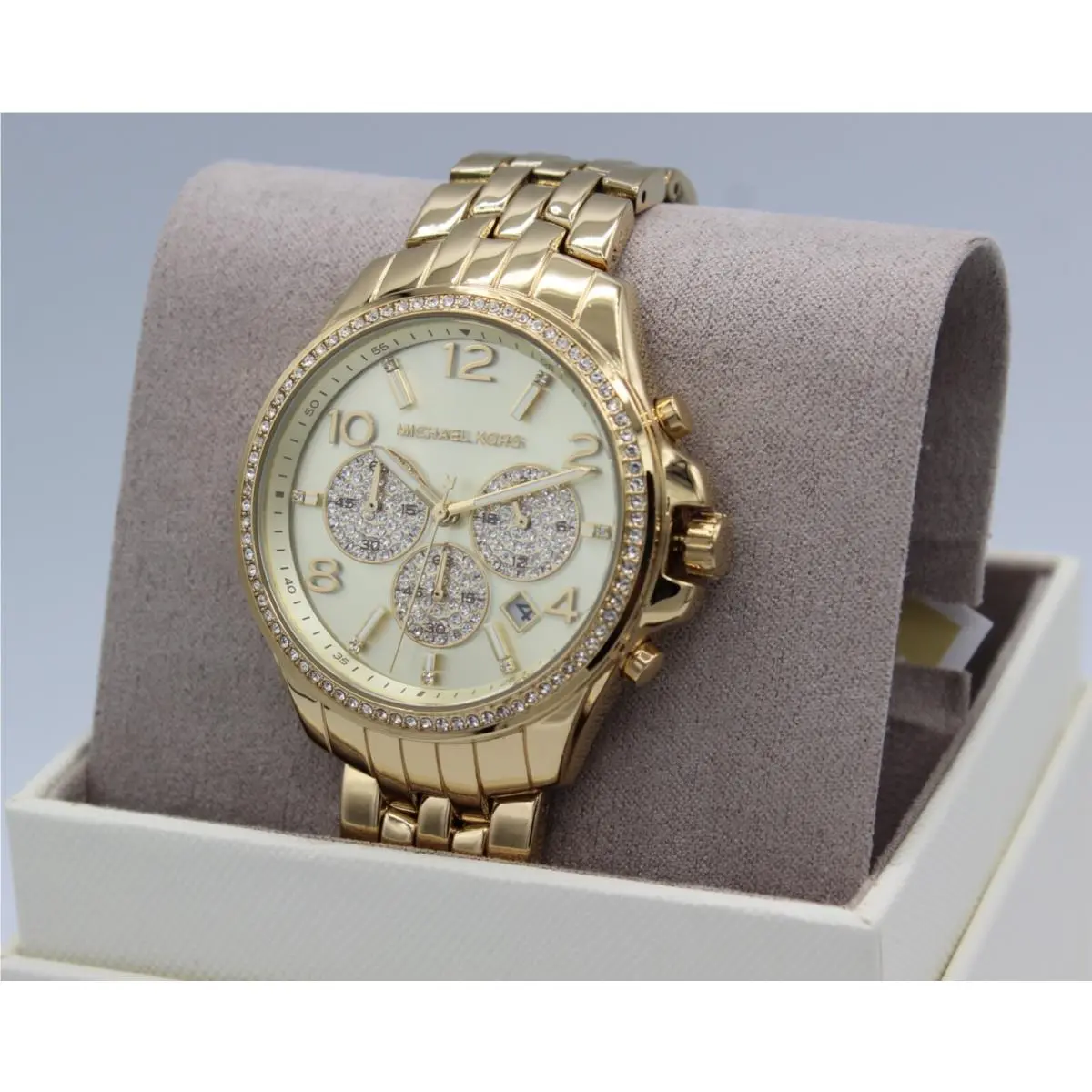 Michael Kors Pilot Gold Chronograph Crystals Women`s MK7250 Watch
