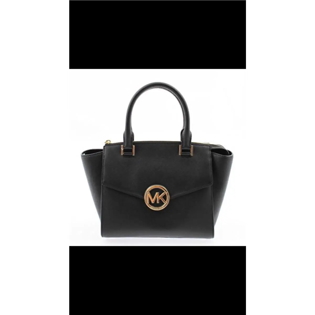 Michael Kors Hudson Black MD Satchel Crossbody Strap Saffiano Retail 368.00