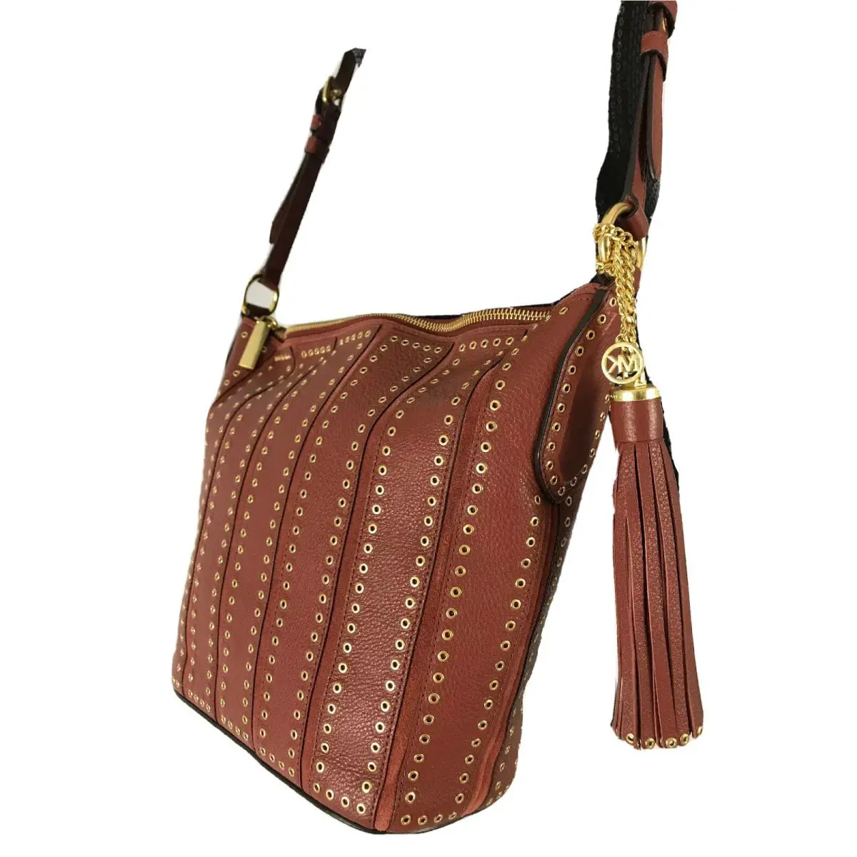 Michael Kors Brooklyn Grommet Medium Feed Shoulder Crossbody Bag Brick