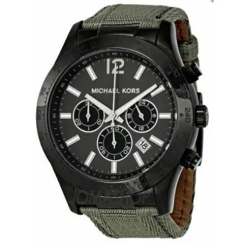 Michael Kors Layton Nylon Grey/gray Band Mens Chronograph Dial Watch MK8188