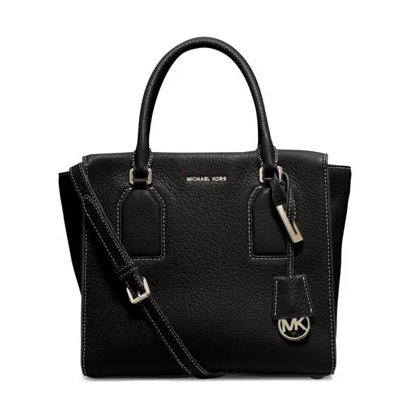 Michael Kors Selby Large Leather Satchel Shoulder Bag Black 056