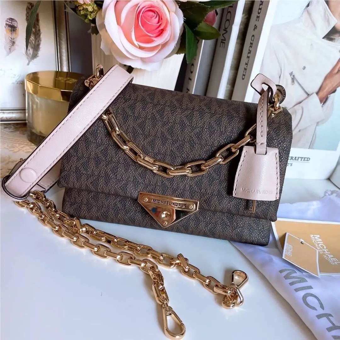 Michael Kors Cece Shoulder Bag 30T9G0EL2B-266 In Brown/ Soft Pink